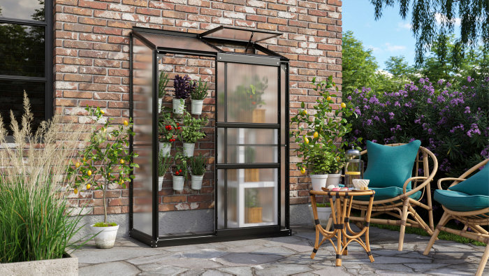 Växthus Ida 900 Svart Poly 0,9 m² Vitavia